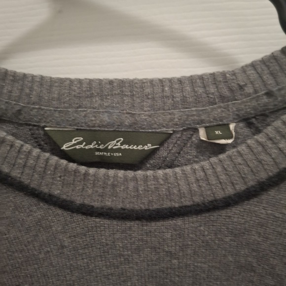Eddie‎ Bauer XL Gray Wool Blend Heritage Crew Neck Classic Pullover Sweater - Picture 7 of 9